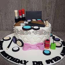 makeup theme fondant birthday cake