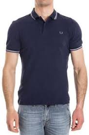 Fred Perry Mens Twin Tipped Polo Shirt Carbon Blue Ecru