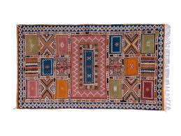 kilim rug cotton and wool blue yellow