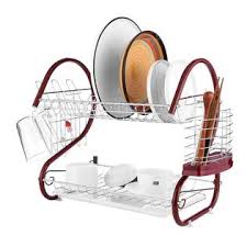 While talking about the best counter dish drying rack, one can't omit one of the largest dish drainers and this dish drainer fits up to 12 plates and dishes, more than 9 bowls, 4 cups, and 30 forks & knives. Dreamer Home Kitchen Dish Rack 2 Tier Stainless Steel Dish Rack Space Saver Dish Drainer Drying Rack Red