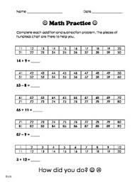 Addition And Subtraction Practice Using Hundreds Chart Worksheet