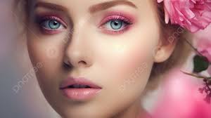 modelled in pink makeup is posing