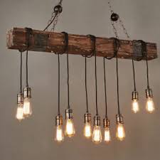 Farmhouse Wood Beam Island Hanging Pendant Light Chandelier With 10 Edison Bulb Ebay