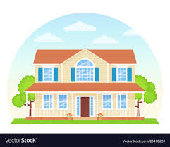 house exterior front view flat design