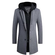 Mens Trench Coat Winter Wool Blend