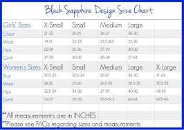Size Chart Black Sapphire Design