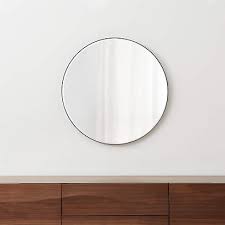 edge black round 30 wall mirror