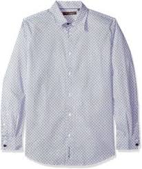 Ben Sherman Mens Long Sleeve Bias Check Print Shirt Indigo Extra Large