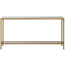Side Table In Gold And White Marble
