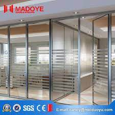 frosted glass office partition door