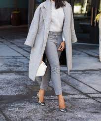 Grey Jacket Black Pants Grey Coat Outfit