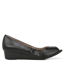 Naturalizer Womens Honor Peep Toe Wedge Shoes Black In
