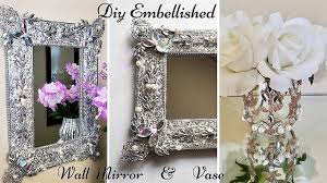 diy embellished wall mirror and vase