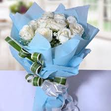 elegant white rose bouquet delivery