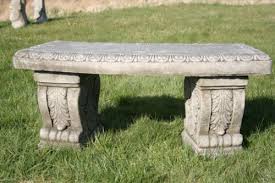 Large Stone Cast Curved Garden Bench