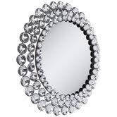 round rhinestone metal wall mirror