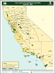 Map Of Light Brown Apple Moth Trap Locations For California