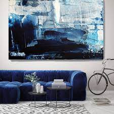 Mondrian Blue Abstract Art Navy Blue