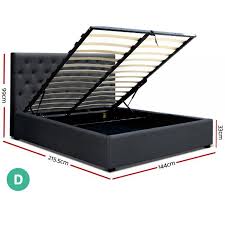 Gas Lift Bed Frame Charcoal Fabric Base