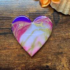 Purple And Gold Heart Resin Wall Art