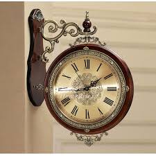 Hanging Double Sided Wall Clock Brown