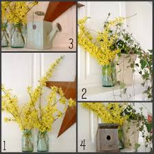 spring mantle decorating with nature