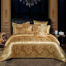 gold luxury queen king size bedding set