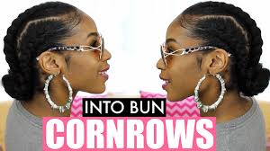 Separate your hair into even sections before you add in the extensions. Two Cornrows On Natural Hair Extensions Youtube