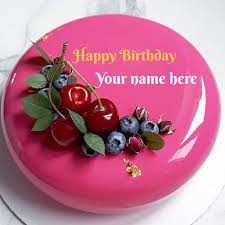 strawberry birthday name cake with