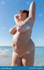 Nude Overweight Woman with Arms Raised Stock Photo - Image of middle, head:  89275086