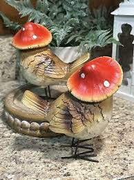Mushroom Hat Bird Garden Figurine