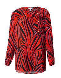 Nishida Red And Black Zebra Print Silk Blouse
