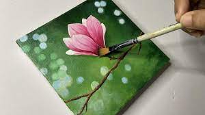 magnolia flower painting easy acrylic