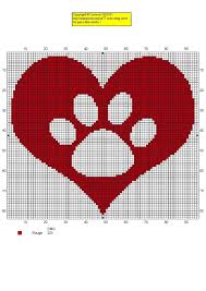 Dog Paw Print Heart Free Cross Stitch Chart Needlepoint