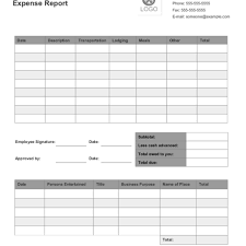 Expense Report Free Sample Expense Report Template Form