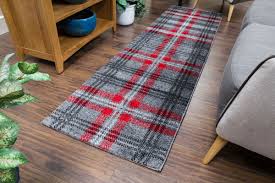 grey red tartan carpet runner made to