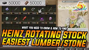 RUNE FACTORY 5: Easiest Way to Get Lumber/Stone & Heinz's Rotating Stock -  YouTube