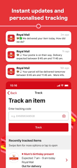 royal mail on the app