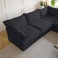 122 8 In Flared Arm 4 Piece Velvet Modular Sectional Sofa In Black
