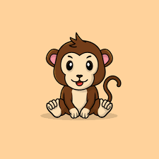 vector cute baby monkey cartoon sitting