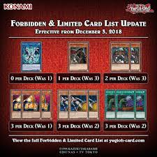 Finally a complete list of yugioh ccg playing cards in a free spreadsheet. The Forbidden And Limited Card List Has Been Updated Yugioh World