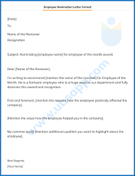 employee nomination letter format