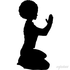 African american woman praying on floor, black afro people silhouette  posters for the wall • posters crown, queen, cultural | myloview.com