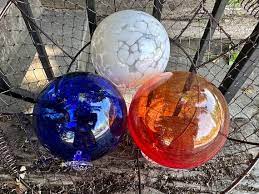 Red White Blue Blown Glass Balls Set