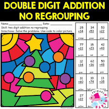 christmas math coloring pages 2 digit