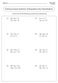 Systems Of Equations Worksheets Math