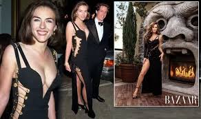 Elizabeth hurley looks 'divine' in glittery little black dress: Liz Hurley 53 Recreates Iconic Safety Pin Dress From 1994 In Smouldering New Pictures Celebrity News Showbiz Tv Express Co Uk