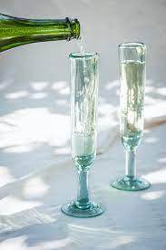 Aqua Champagne Flutes Recycled Glass