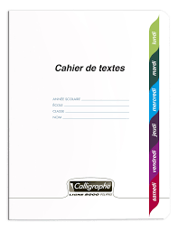 Page De Garde 17x22 Cahier Du Jour - CAHIER DE TEXTE 124P 17X22 POLYPRO - BuroStock Réunion