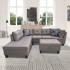 holaki 6 seat linen sectional sofa set